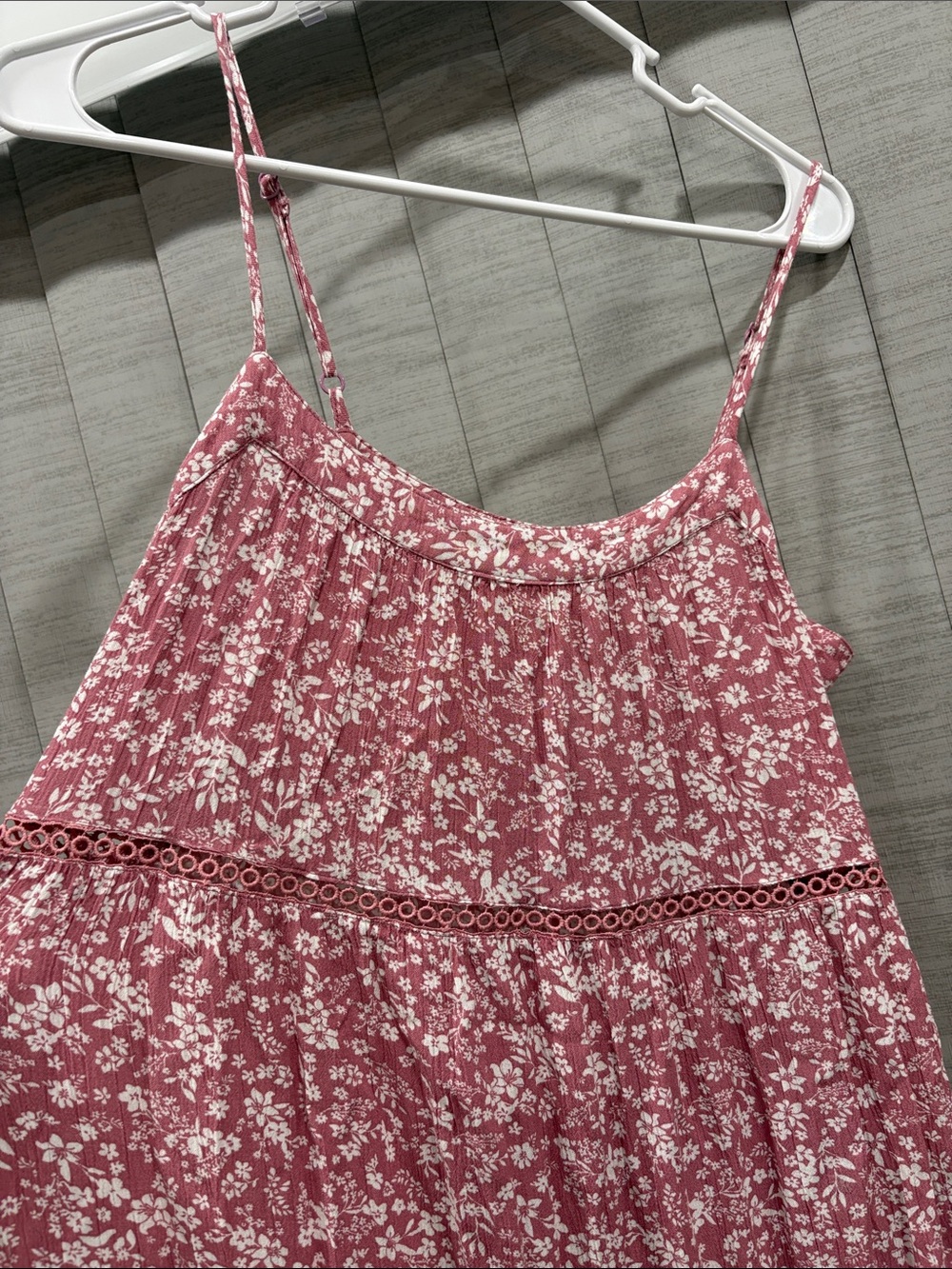 Floral Pink Tiered spaghetti strap Dress - Picture 2 of 4